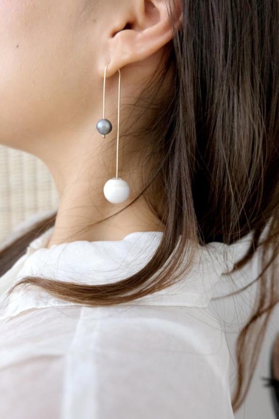  주주메이드 이어링 진주 스터드 귀걸이 골드