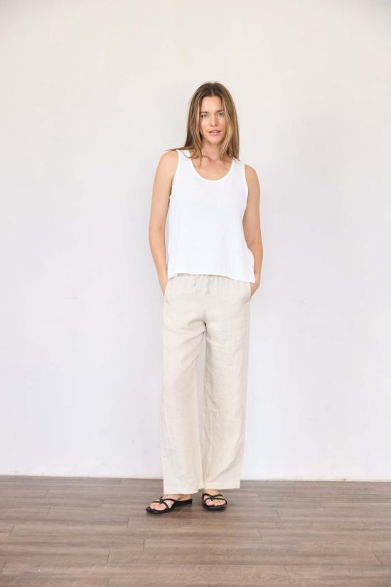  잇이즈웰 LA 민소매 티셔츠 잇이즈웰 L.A. 오가닉 거즈 탱크 화이트