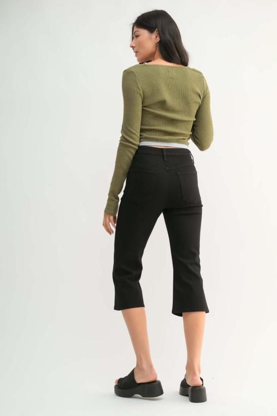  저스트 블랙 데님 데님 팬츠 미드라이즈 카프리 - JUST BLACK DENIM