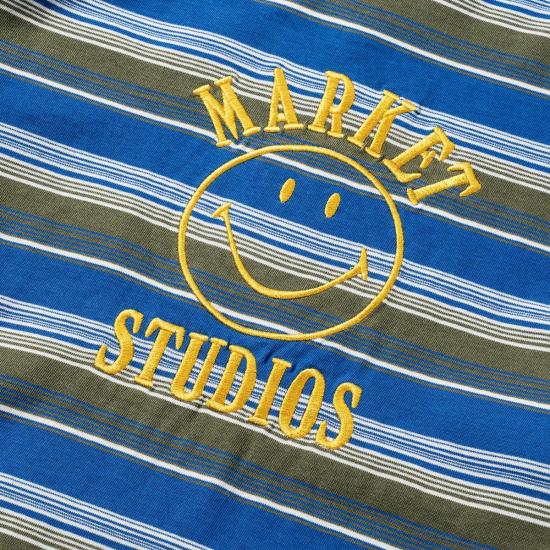  마켓 반팔 티셔츠 스마일리 락업 스트라이프 티셔츠 - MARKET