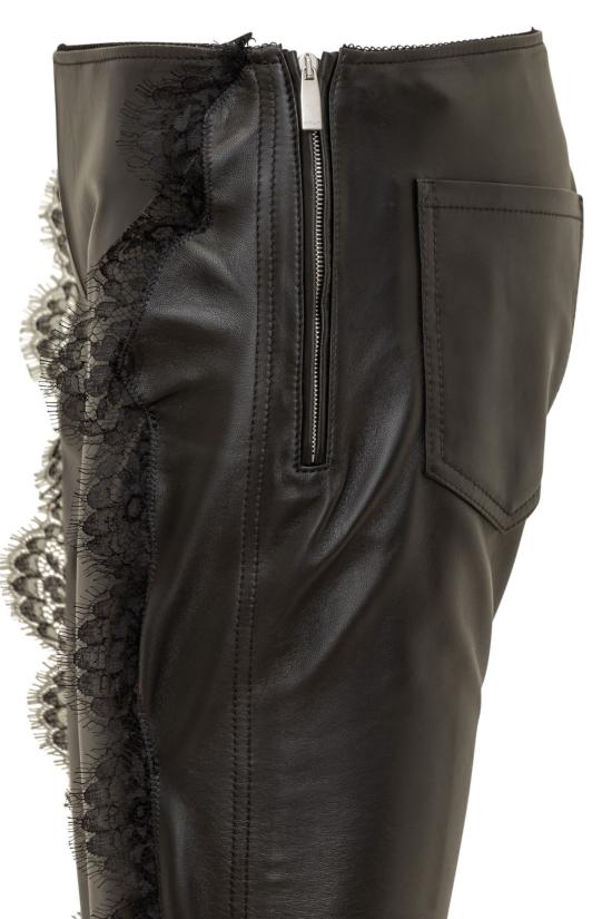  오프화이트 팬츠 나파 가죽 및 레이스  블랙 - OFF WHITE