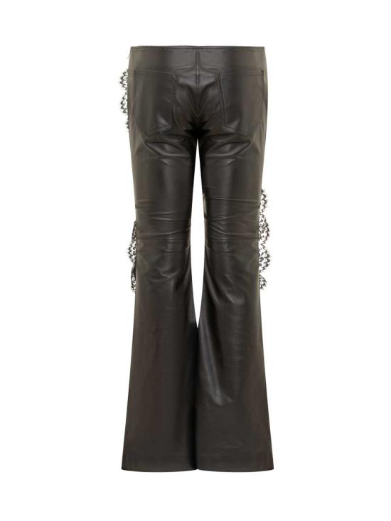  오프화이트 팬츠 나파 가죽 및 레이스  블랙 - OFF WHITE