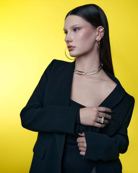  주미 림 이어링 미디엄 후프  (진주 뒷장식, 로듐 도금/화이트) - JOOMI LIM