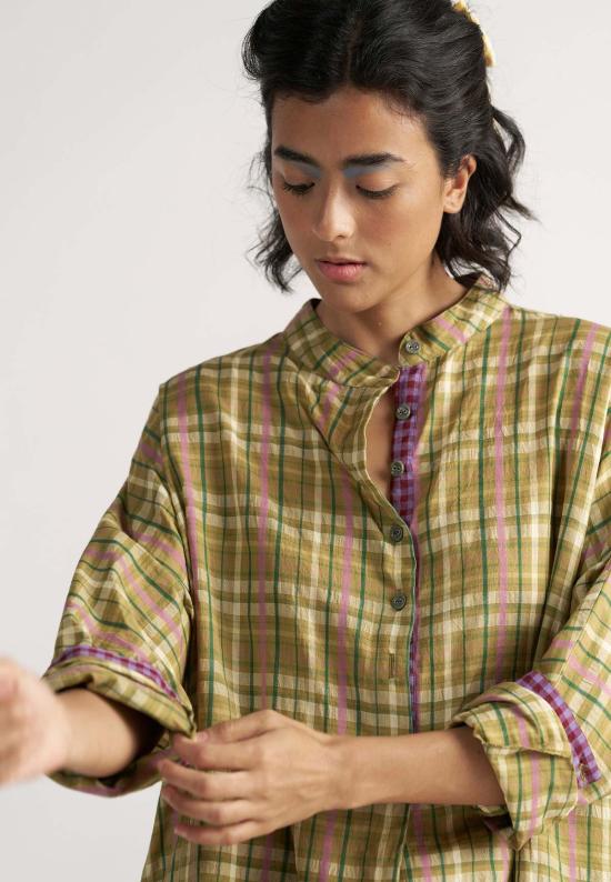  IKKIVI 셔츠 이키비 체크메이트 피크닉 옐로우 체크 셔츠 옐로우 - IKKIVI