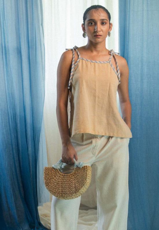  이키비 블라우스 아이 쉘 탑 옐로우