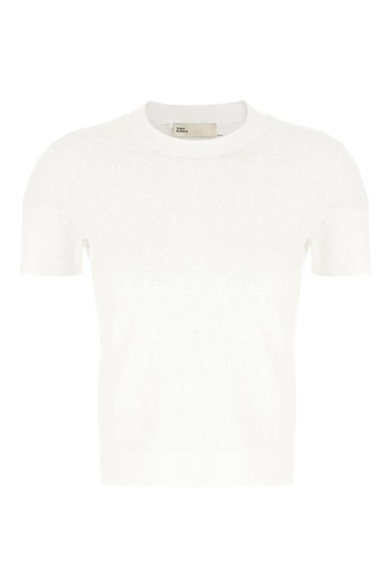  토리버치 반팔 티셔츠 비스코스 블렌드 탑 화이트