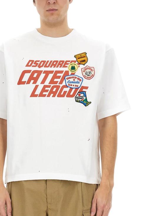  디스퀘어드2 반팔 티셔츠 Dsquared2 프린트 티셔츠 (화이트) - DSQUARED2