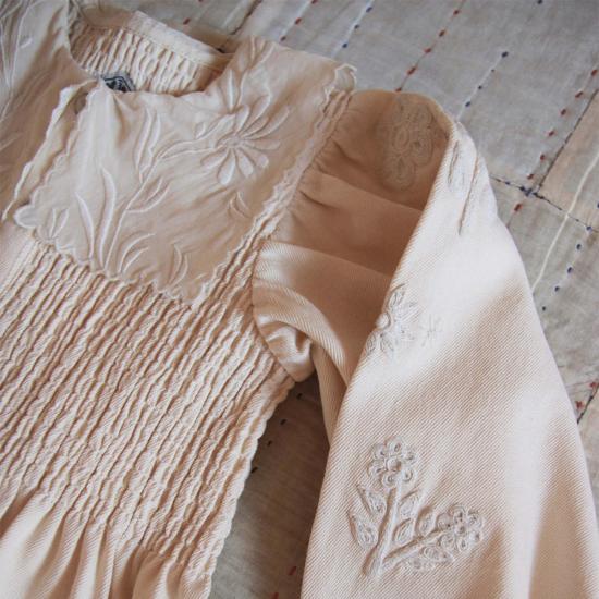  [키즈] 봉주르 블라우스 키즈 봉쥬르 자수 튜닉  아이보리 데님 - BONJOUR