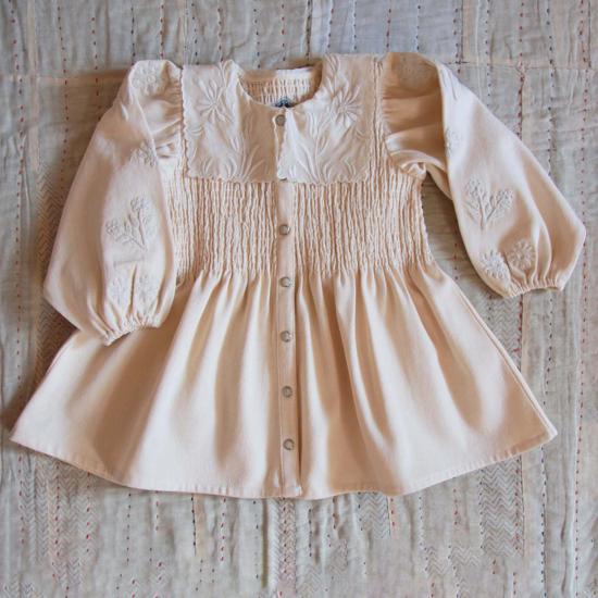  [키즈] 봉주르 블라우스 키즈 봉쥬르 자수 튜닉  아이보리 데님