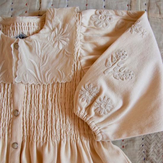  [키즈] 봉주르 블라우스 키즈 봉쥬르 자수 튜닉  아이보리 데님 - BONJOUR