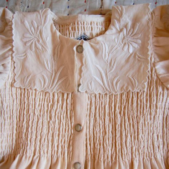  [키즈] 봉주르 블라우스 키즈 봉쥬르 자수 튜닉  아이보리 데님 - BONJOUR