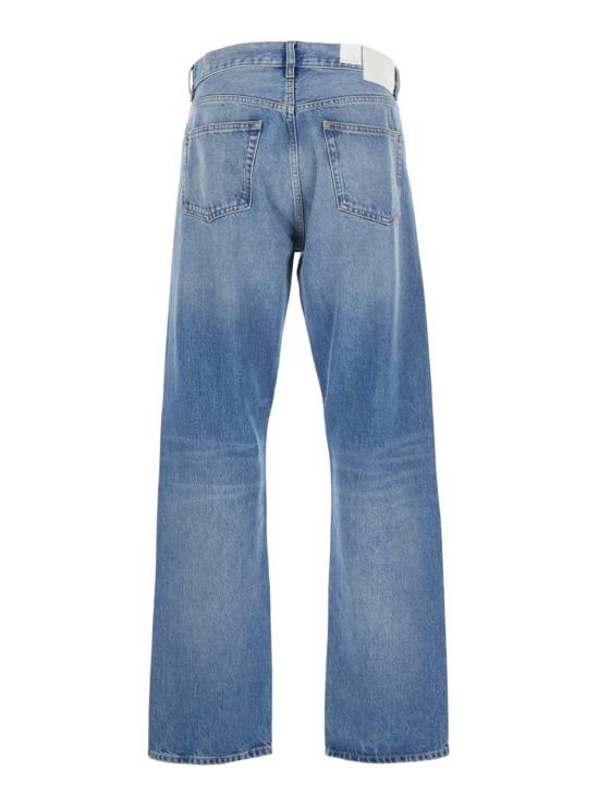  선플라워 데님 팬츠 벨트 고리와 뒷면에 로고 패치가 있는  블루 진 - SUNFLOWER