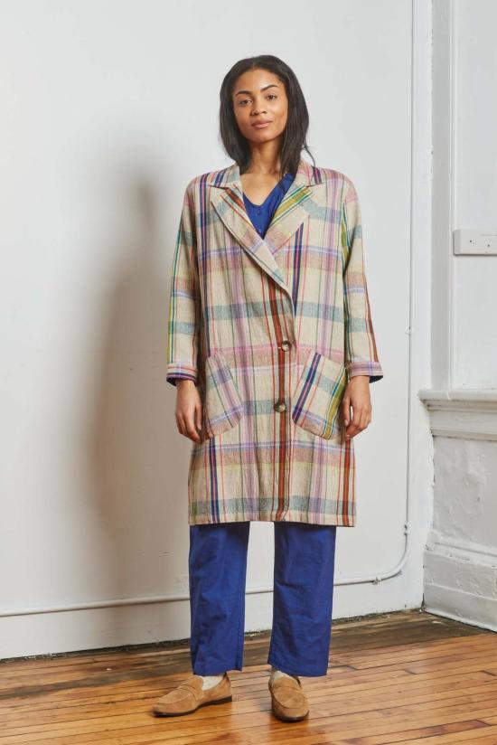  RUJUTA SHETH 트렌치 코트 루주타 셰스 바니 트렌치 쿨피 첵스 트렌치