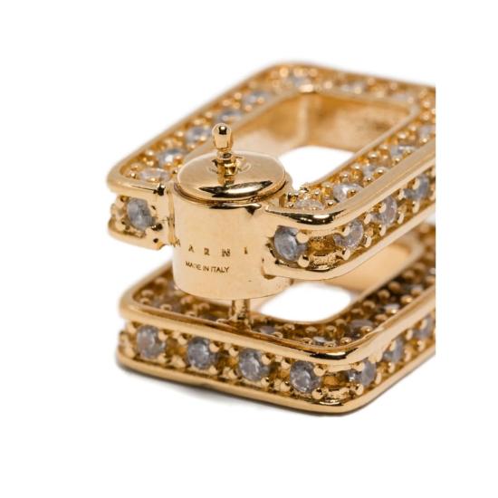  마르니 이어링 스퀘어 프레임 크리스탈 장식  골드/화이트 - MARNI