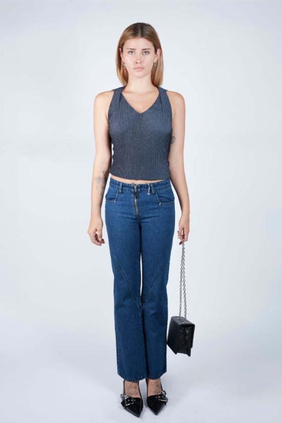  팡 뉴욕 데님 팬츠 팡 NYC 하프 크로스 스티치 진 데님 - FANG NYC