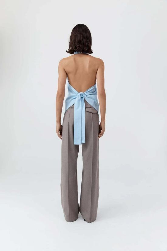  세인트아그니 민소매 티셔츠 세인트 아그니 옥스포드 홀터 타이백 탑 시엘 블루 - ST.AGNI