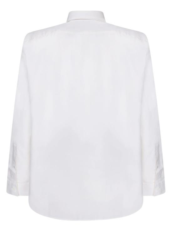  버버리 긴팔 셔츠 클래식 칼라 화이트 , 앞면에 자수 로고 - BURBERRY