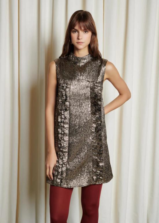  Gospell 숏 원피스 고스펠 런디 메탈릭 미니 드레스 브론즈