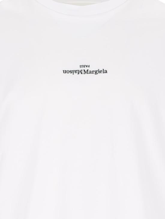  마르지엘라 반팔 티셔츠 메종  디스토티드 로고 티셔츠 화이트 - MAISON MARGIELA