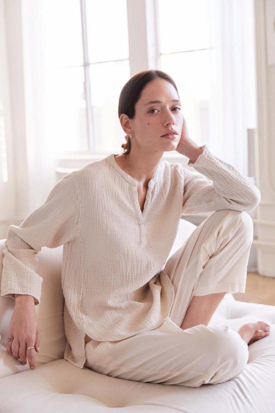  잇이즈웰 LA 긴팔 티셔츠 잇이즈웰 L.A. 오가닉 롱 슬리브 만다린 탑