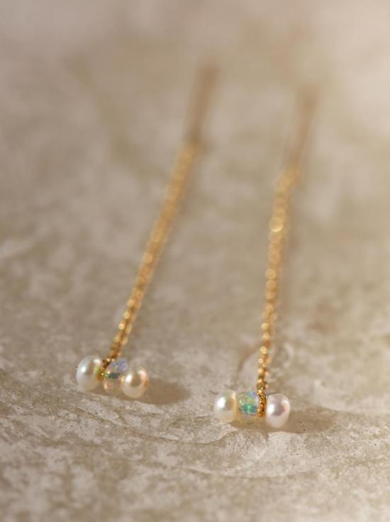  8.6.4 이어링 진주 오팔 클러스터 스레더 귀걸이 14K 금도금 - OTHER BRANDS