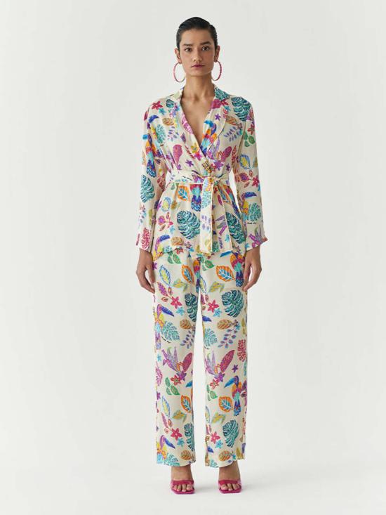  IKKIVI 수트 자켓 이키비 아마존 블레이저 셔츠 & 트라우저 세트 오프 화이트