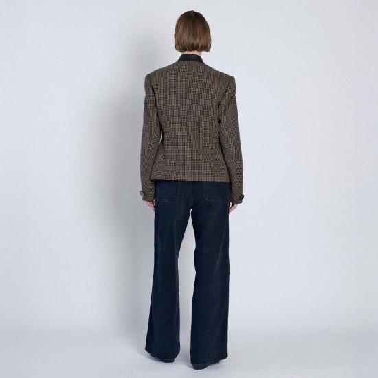  타나카 자켓 젠 재킷 브라운 체크 - TANAKA