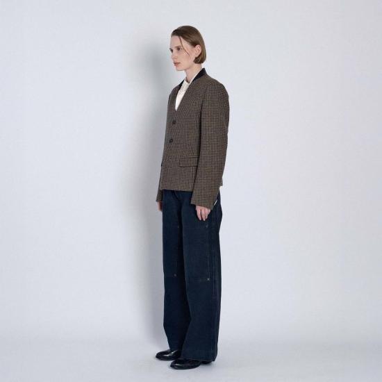  타나카 자켓 젠 재킷 브라운 체크 - TANAKA