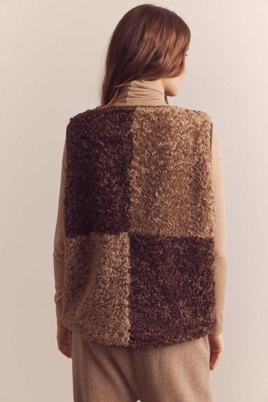  아멘테 베스트 컬러 블록 울 블렌드 셰퍼드 리버서블  모카/브라운 - AMENTE