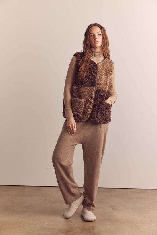  아멘테 베스트 컬러 블록 울 블렌드 셰퍼드 리버서블  모카/브라운 - AMENTE