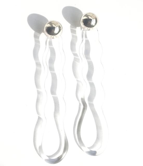  제인 다렌스부르그 이어링 제인 다렌스부르 누아쥬 스털링 실버 및 투명 유리 귀걸이 - JANE DARENSBOURG