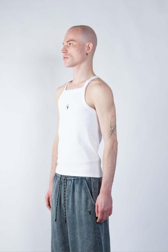  팽 민소매 티셔츠 팡 리뉴드 에센셜 리브드 탱크탑 화이트 - FANG