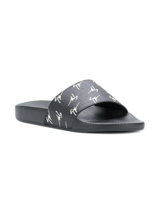  쥬세페자노티 뮬/슬리퍼 주세페 자노티 로고 프린트 슬라이드 블랙 - GIUSEPPE ZANOTTI