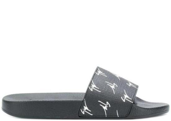  쥬세페자노티 뮬/슬리퍼 주세페 자노티 로고 프린트 슬라이드 블랙 - GIUSEPPE ZANOTTI