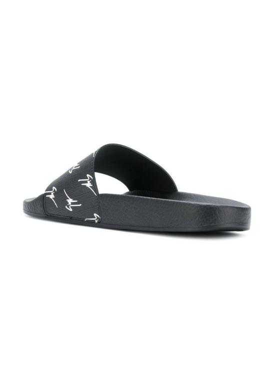  쥬세페자노티 뮬/슬리퍼 주세페 자노티 로고 프린트 슬라이드 블랙 - GIUSEPPE ZANOTTI