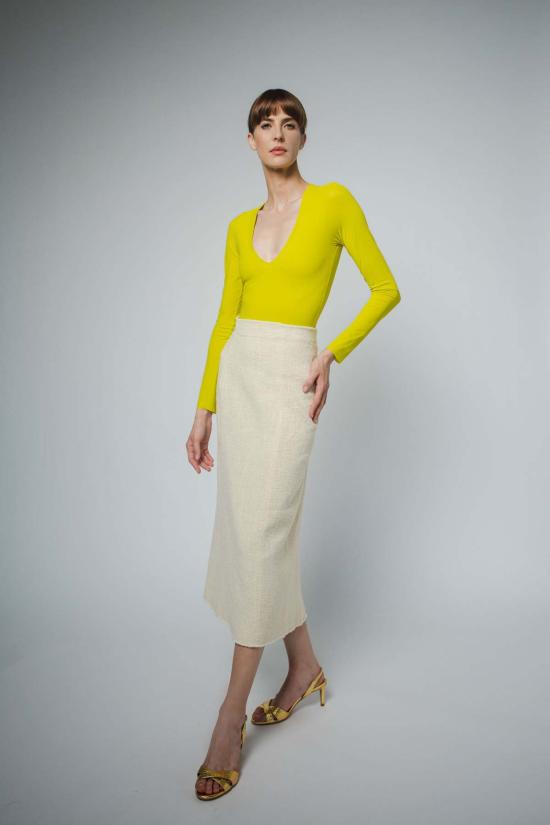  산티클레르 바디수트 티셔츠 산티클러 노바 V넥 바디수트 라임 - SANTICLER