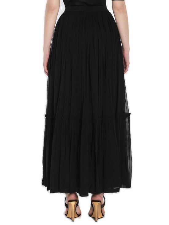 생로랑 롱 스커트 러플 하이웨이스트  블랙 - SAINT LAURENT