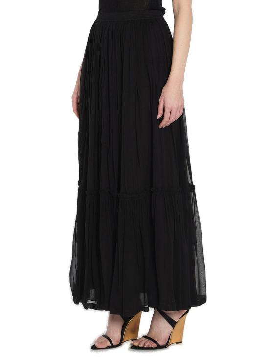  생로랑 롱 스커트 러플 하이웨이스트  블랙 - SAINT LAURENT