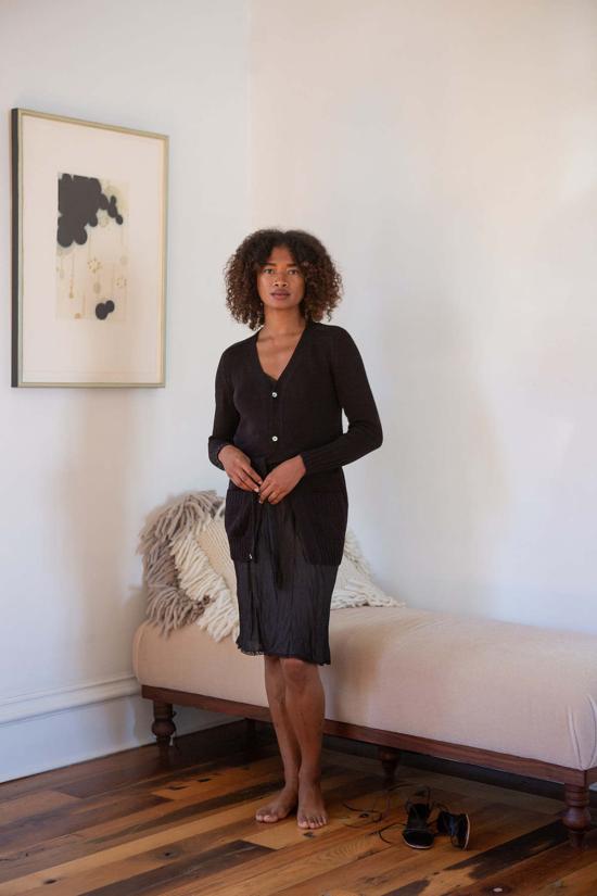  Erica Tanov 가디건 에리카 타노프 피마 코튼 벨티드  블랙 - OTHER BRANDS