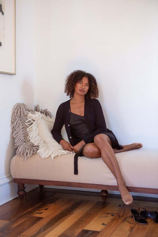  Erica Tanov 가디건 에리카 타노프 피마 코튼 벨티드  블랙