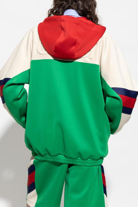  구찌 긴팔 티셔츠 웹 스트라이프 멀티컬러  후드티 - GUCCI