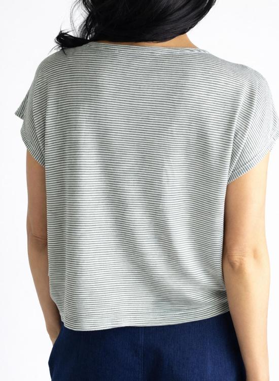  메그 블라우스 글림서 탑 올리브 스트라이프 - MEG