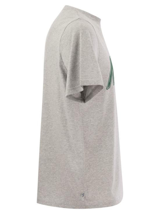  오트리 반팔 티셔츠 크루넥 티셔츠 (앞면 로고 포함, 회색) - AUTRY