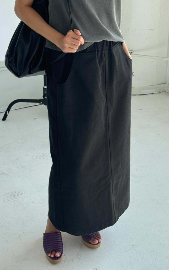  르 본 숍 롱 스커트 르봉숍 롱시티 스커트 블랙 - Le Bon Shoppe