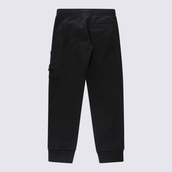  [키즈] 스톤 아일랜드 트레이닝/조거 팬츠 키즈 코튼  블랙 - STONE ISLAND