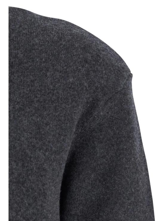  자크뮈스 미디 원피스 하이넥 드레스, 뒷면 장식 디테일, 울 소재, 그레이 - JACQUEMUS