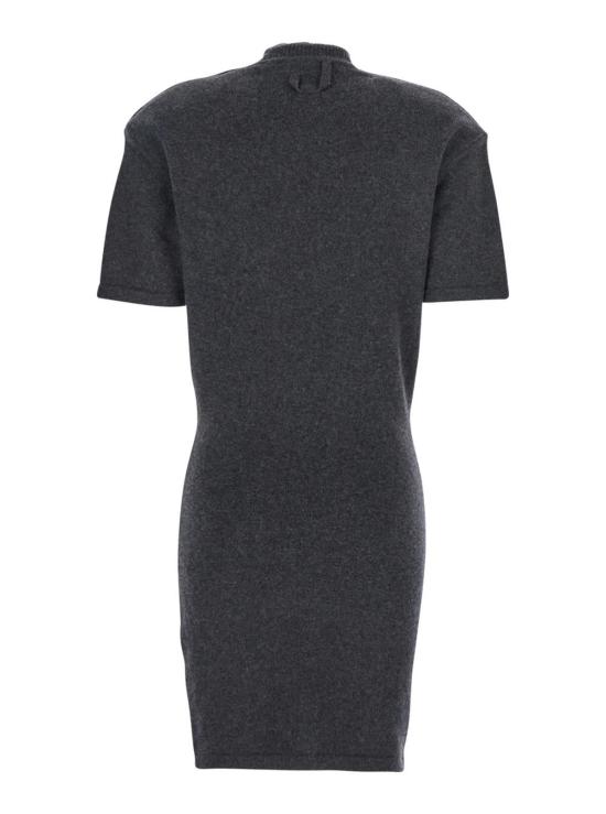  자크뮈스 미디 원피스 하이넥 드레스, 뒷면 장식 디테일, 울 소재, 그레이 - JACQUEMUS