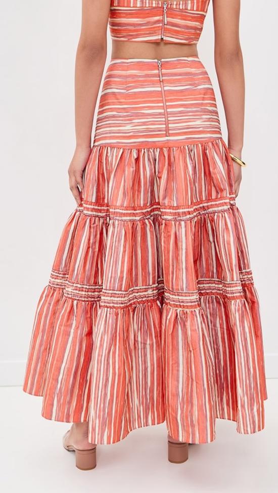  알렉시스 롱 스커트 엘라이나  크림슨 스트라이프 - ALEXIS