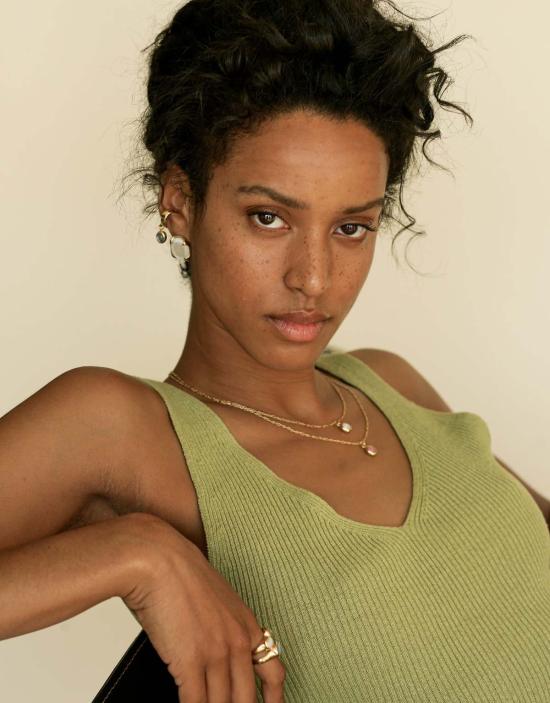  클레드 이어링 타원형 드롭 이어 커프 골드/실버 - CLED