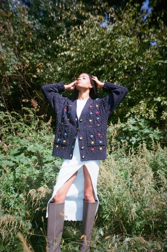  지지 니트웨어 가디건 와일드 플라워 카디건 - GIGI KNITWEAR